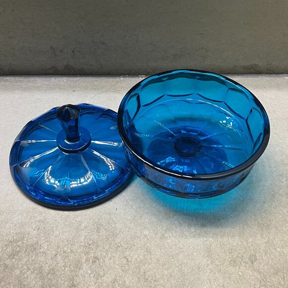 Vintage Cobalt Blue Candy/Nut Dish with Lid on Pedestal - Picture 2 of 6